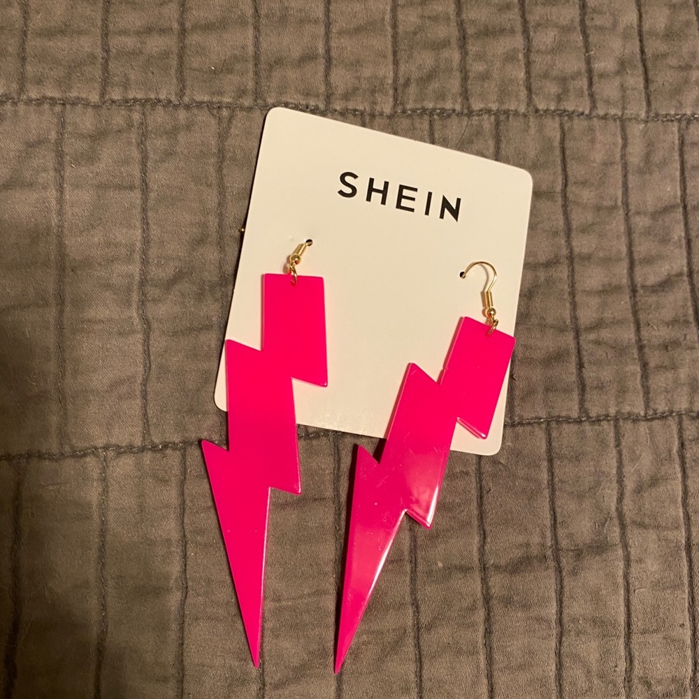 Pink Lightning Bolt Earrings
